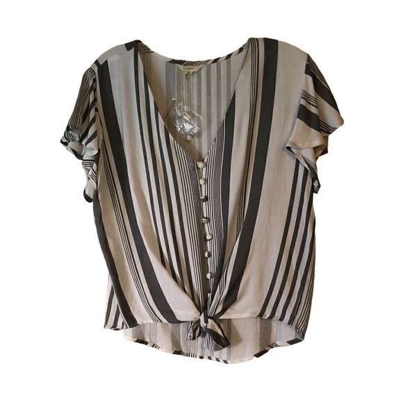 Sim & Sam Tie Front Striped Top XL - Picture 1 of 11